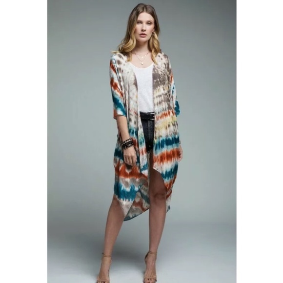 SOLD OUT Coachella Tie Dye Bohemian Kimono Open Wrap - Picture 3 of 6